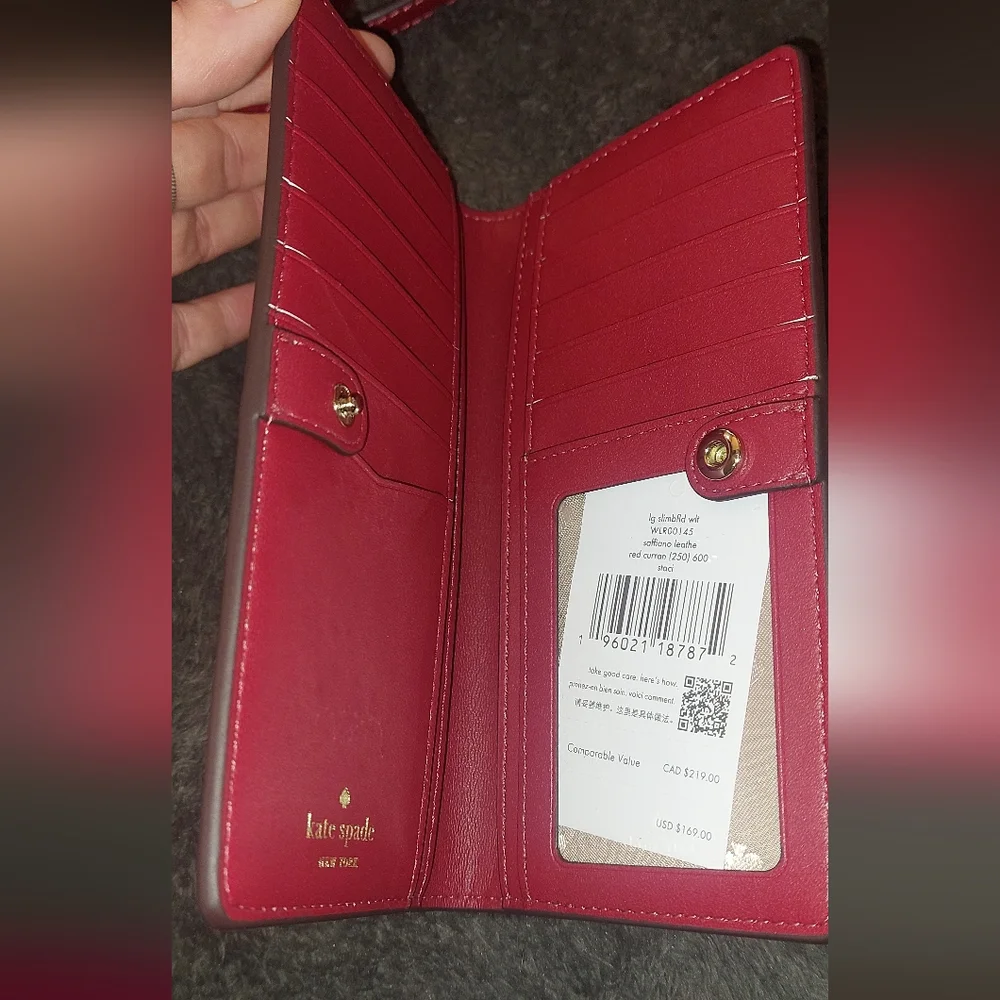 Kate Spade Staci Medium Satchel Crossbody With Matching Wallet in Red Currant